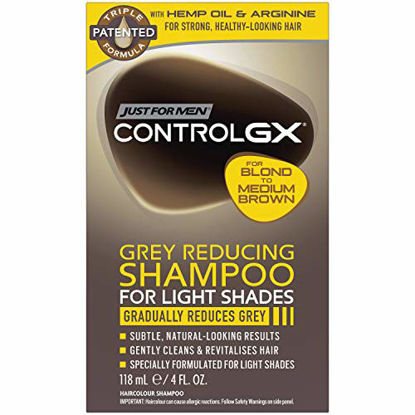 Picture of Just For Men Control GX Grey Reducing Shampoo, For Lighter Shades of Hair from Blonde to Medium Brown, 4 Ounce