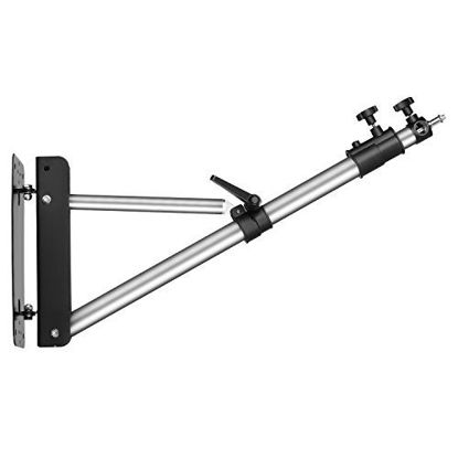 Picture of Neewer Wall Mounting Triangle Boom Arm for Photography Strobe Light, Monolight, Softbox, Reflector, Umbrella and Ring Light, Support 180 Degree Rotation, Max Length 5.5 feet/169cm (Silver)