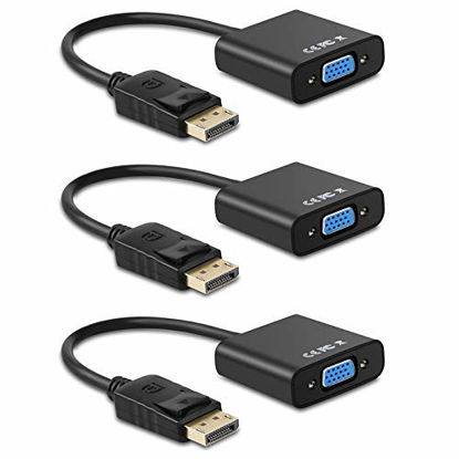 Picture of Display Port to VGA, EEEkit Gold-Plated DisplayPort to VGA Converter Adapter (Male to Female) for Computer, Desktop, Laptop, PC, Monitor, Projector, HDTV, HP, Lenovo, Dell, ASUS and More (3Pack)