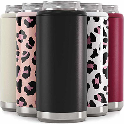 Picture of Maars Skinny Can Cooler for Slim Beer & Hard Seltzer | Stainless Steel 12oz Koozy Sleeve, Double Wall Vacuum Insulated Drink Holder - Matte Black