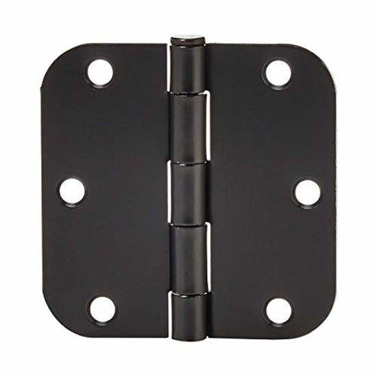 Picture of Amazon Basics Rounded 3.5 Inch x 3.5 Inch Door Hinges, 18 Pack, Matte Black