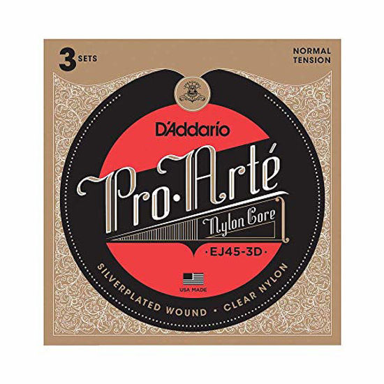 Picture of D'Addario EJ45-3D Pro-Arte Nylon Classical Guitar Strings, Normal Tension, 3 Sets