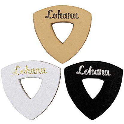 Picture of Leather Picks for Ukulele, Guitar and Bass by Lohanu - With Easy to Hold Triangle Shape Cutout - Produces Richer Warmer Natural Tone