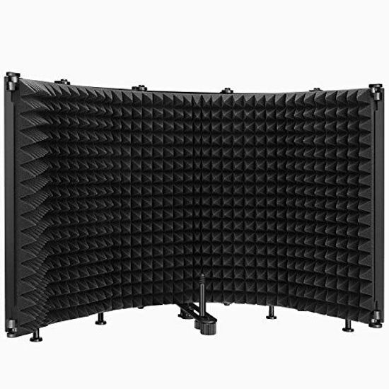 Picture of Microphone Isolation Shield,5-Panel Pop Filter Professional Foldable Vocal Booth High Density Absorbent Foam Suit for Blue Yeti & Any Mic Studio Sound Recording Podcasts Singing