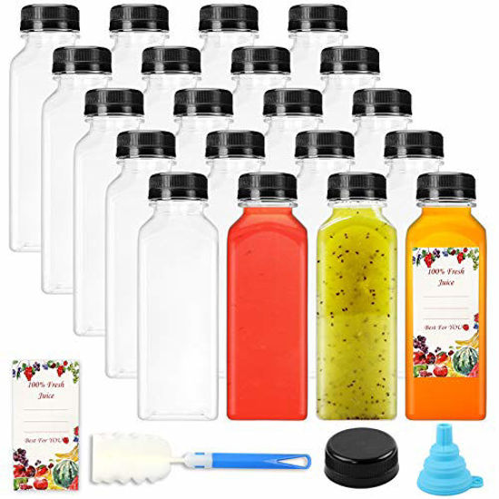 20 Pack) 12oz Empty Clear PET Plastic Juice Bottles with Black