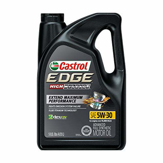 Castrol 03128C Edge High Mileage 5W-30 Advanced Full Synthetic Motor Oil, 5  Quart