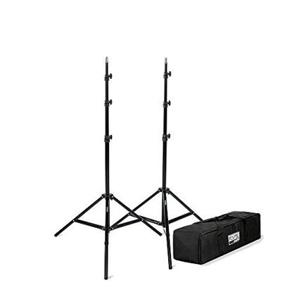 Picture of Fovitec 2 - 7'6" Spring Cushioned Collapsible Light Stand Kit with Carrying Bag for Photo Studio, Video Lights, Reflectors, Modifiers, and Accessories