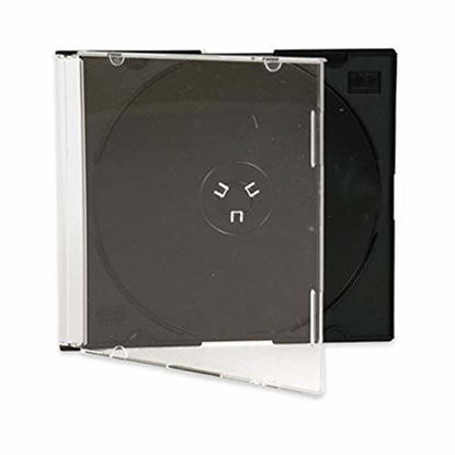 Picture of Maxtek Ultra Thin 5.2mm Slim Clear CD Jewel Case with Built in Black Tray, 100 Pack.