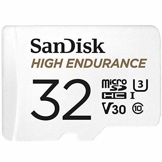 Picture of SanDisk 32GB High Endurance Video MicroSDHC Card with Adapter for Dash Cam and Home Monitoring Systems - C10, U3, V30, 4K UHD, Micro SD Card - SDSQQNR-032G-GN6IA