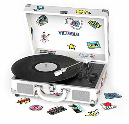 Picture of Victrola VSC-400SB-CNV Bluetooth Suitcase Turntable Canvas with Custom Stickers and Stencils (White)