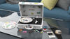 Picture of Victrola VSC-400SB-CNV Bluetooth Suitcase Turntable Canvas with Custom Stickers and Stencils (White)