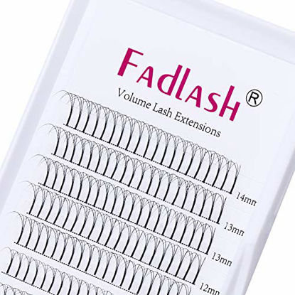 Picture of Premade Volume Eyelash Extensions 8~20mm Volume Lash Extensions C Curl 0.10mm 3D Eyelash Extensions by FADLASH (3D-0.10-C,12mm)