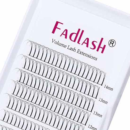 Picture of Premade Volume Eyelash Extensions 8~20mm Volume Lash Extensions C Curl 0.10mm 3D Eyelash Extensions by FADLASH (3D-0.10-C,12mm)