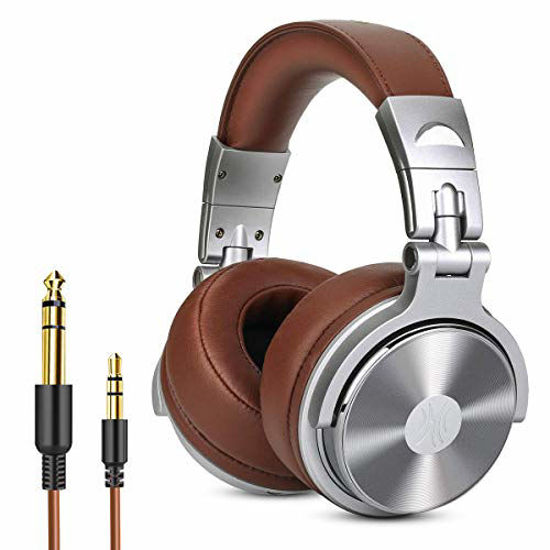  Over Ear Headphone, Wired Premium Stereo Sound Headsets with  50mm Driver, Foldable Comfortable Headphones with Protein Earmuffs and  Shareport for Recording Monitoring Podcast PC TV- with Mic (Silver) :  Electronics