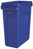 Picture of Rubbermaid Commercial Products Slim Jim Plastic Rectangular Trash/Garbage Can with Venting Channels, 16 Gallon, Blue (1971257)