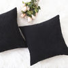 Picture of Home Brilliant Large Striped Corduroy Euro Sham Throw Pillow Covers Couch Papasan Cushion Cover for Floor, 24 x 24 inch (60cm), Set of 2, Black