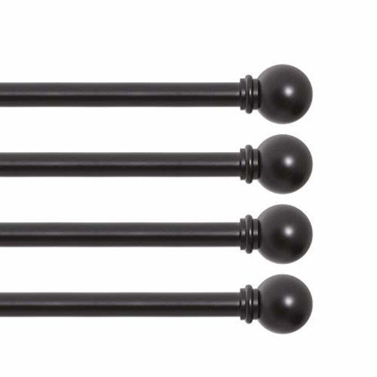 Picture of Kenney Chelsea Standard Decorative Window Curtain Rod, 48-86", Black, 4 Pack