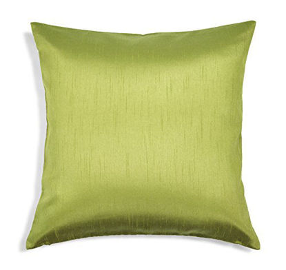 Picture of Aiking Home Solid Faux Silk Decorative Pillow Cover, Zipper Closure, 22 by 22 Inches, Green