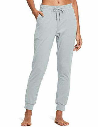 Picture of BALEAF Women's Cotton Sweatpants Leisure Joggers Pants Tapered Active Yoga Lounge Casual Travel Pants with Pockets Iron Grey S