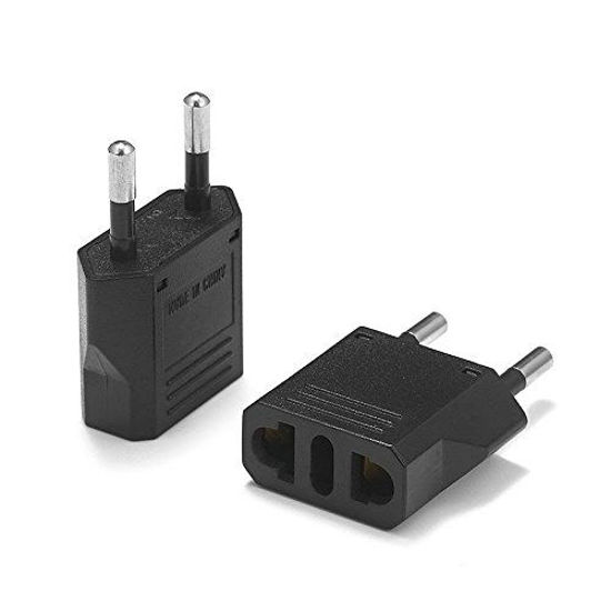 Picture of United States to Greece Travel Power Adapter to Connect North American Electrical Plugs to Greek Outlets for Cell Phones, Tablets, Laptops, e-Book Readers, and More (2-Pack, Black)