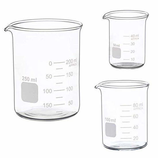 Picture of Glass Measuring Low Form Beaker Set 50ml 100ml 250ml Glass Graduated Beaker Set