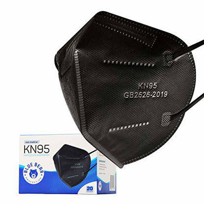 Picture of Blue Bear Protection Disposable KN95 Face Masks, Black (20 Pack), Adult Disposable Face Mask, KN95 Masks Disposable, 4 PLY Mask KN95, Face Mask for Adults, Disposable Masks, Face Masks Disposable