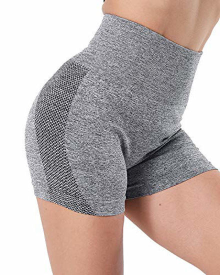 GetUSCart- NORMOV Seamless High Waist Gym Shorts for Women Hollow Mesh  Breathable Compression Workout Yoga Shorts 3