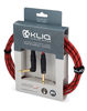 Picture of KLIQ Guitar Instrument Cable, 10 Ft - Custom Series with Premium Rean-Neutrik 1/4" Straight to Right Angle Gold Plugs, Red/Black Tweed