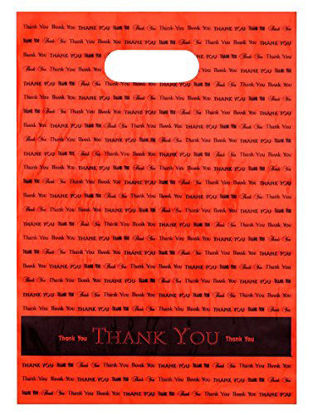 Picture of 9x12 Orange"Thank You" Die Cut Handle Plastic Bags 50/cs - Bags Direct Brand