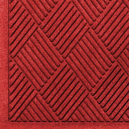 Picture of M+A Matting 221 WaterHog Fashion Diamond Polypropylene Fiber Entrance Indoor/Outdoor Floor Mat, SBR Rubber Backing, 6' Length x 3' Width, 3/8" Thick, Solid Red