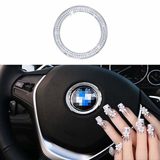 Picture of Sparkle-um Steering Wheel Unique Bling Crystal Badge Emblem Overlay Decal Decoration Cover Sticker Trim for 2013-2020 BMW.(BMW)
