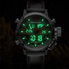 Picture of MEGALITH Mens Sports Watches Black Military Digital Gents Watch Leather Chronograph Waterproof Wrist Watches for Man with Led Light Analog Quartz Multifunction Cool Watches Alarm Stopwatch Calendar