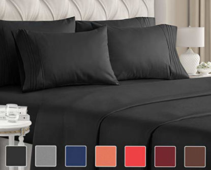 Picture of Queen Size Sheet Set - 6 Piece Set - Hotel Luxury Bed Sheets - Extra Soft - Deep Pockets - Easy Fit - Breathable & Cooling Sheets - Wrinkle Free - Comfy - Black Bed Sheets - Queens Sheets - 6 PC