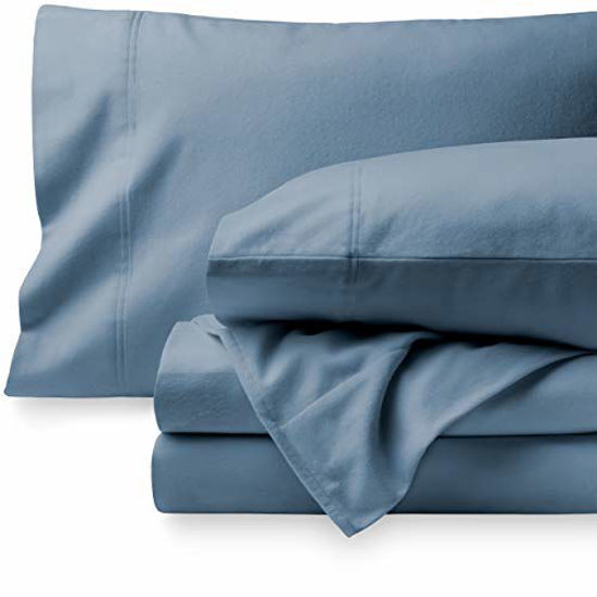 Picture of Bare Home Flannel Sheet Set 100% Cotton, Velvety Soft Heavyweight - Double Brushed Flannel - Deep Pocket (Queen, Coronet Blue)