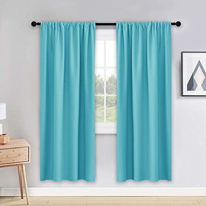 Picture of PONY DANCE Blue Curtains 72 inch - Light Blocking Curtain Panels Thermal Insulated Solid Rod Pocket Double Window Drapes for Living Room & Dining Room, W 42 in by L 72 in, Caribbean, 2 Pieces