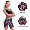 Picture of Promover High Waist Yoga Shorts for Women with Pockets Non See-Through Workout Running Pants (Side Pockets-Mixed Floral, Small)