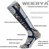 Picture of WEIERYA Ski Socks 2 Pairs Pack for Skiing, Snowboarding, Cold Weather, Winter Performance Socks (Retro Blue 2 Pairs, X-Large)