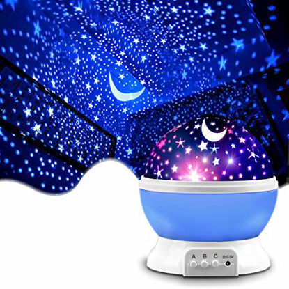 Picture of Star Projector, MOKOQI Night Light Lamp Fun Christmas Gifts for 1-4-6-14 Year Old Girls and Boys Kids Bedroom Decor -Blue