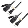 Picture of Cable Matters 2-Pack 16 AWG 2 Prong Extension Cord (3 Outlet Extension Cord) with Tamper Guard Black in 15 Feet