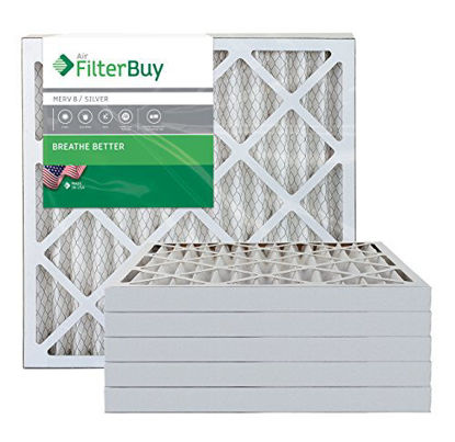 Picture of FilterBuy 20x20x2 MERV 8 Pleated AC Furnace Air Filter, (Pack of 6 Filters), 20x20x2 - Silver