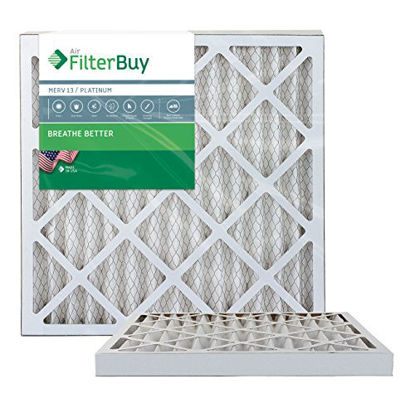 Picture of FilterBuy 24x25x2 MERV 13 Pleated AC Furnace Air Filter, (Pack of 2 Filters), 24x25x2 - Platinum