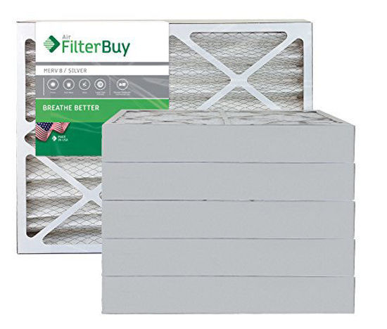 Picture of FilterBuy 18x25x4 MERV 8 Pleated AC Furnace Air Filter, (Pack of 6 Filters), 18x25x4 - Silver