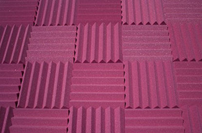 Picture of Soundproofing Acoustic Studio Foam - Plum Color - Wedge Style Panels 12x12x2 Tiles - 4 Pack