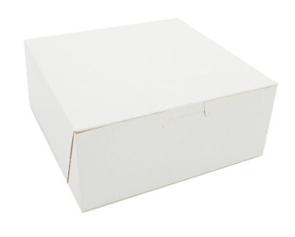 Picture of Southern Champion Tray 0917 Premium Clay Coated Kraft Paperboard White Non-Window Lock Corner Bakery Box, 7" Length x 7" Width x 3" Height (Case of 250)