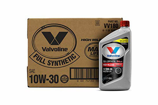 Picture of Valvoline Full Synthetic High Mileage with MaxLife Technology SAE 10W-30 Motor Oil 1 QT, Case of 6