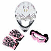 Picture of TCT-MT DOT Helmet+Goggles +Gloves Youth Kids Helmet Pink Butterfly Dirt Bike Motocross Offroad Street Helmet Motorcycle (Large)