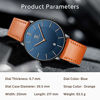 Picture of Watch, Mens Watch, Minimalist Fashion Simple Wrist Watch Analog Date with Leather Strap Orange Blue