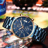 Picture of CRRJU Mens Watches Fashion Business Quartz Analog Auto Date Men's Watch Blue Stainless Steel Band Waterproof Chronograph Wrist Watch for Men