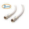 Picture of Cable Matters 3-Pack CL2 in-Wall Rated (cm) Quad Shielded Coaxial Cable (RG6 Cable, Coax Cable) in White 3 Feet