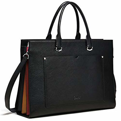 Picture of CLUCI Briefcase for Women Leather Slim 15.6 Inch Laptop Business Shoulder Bag Black